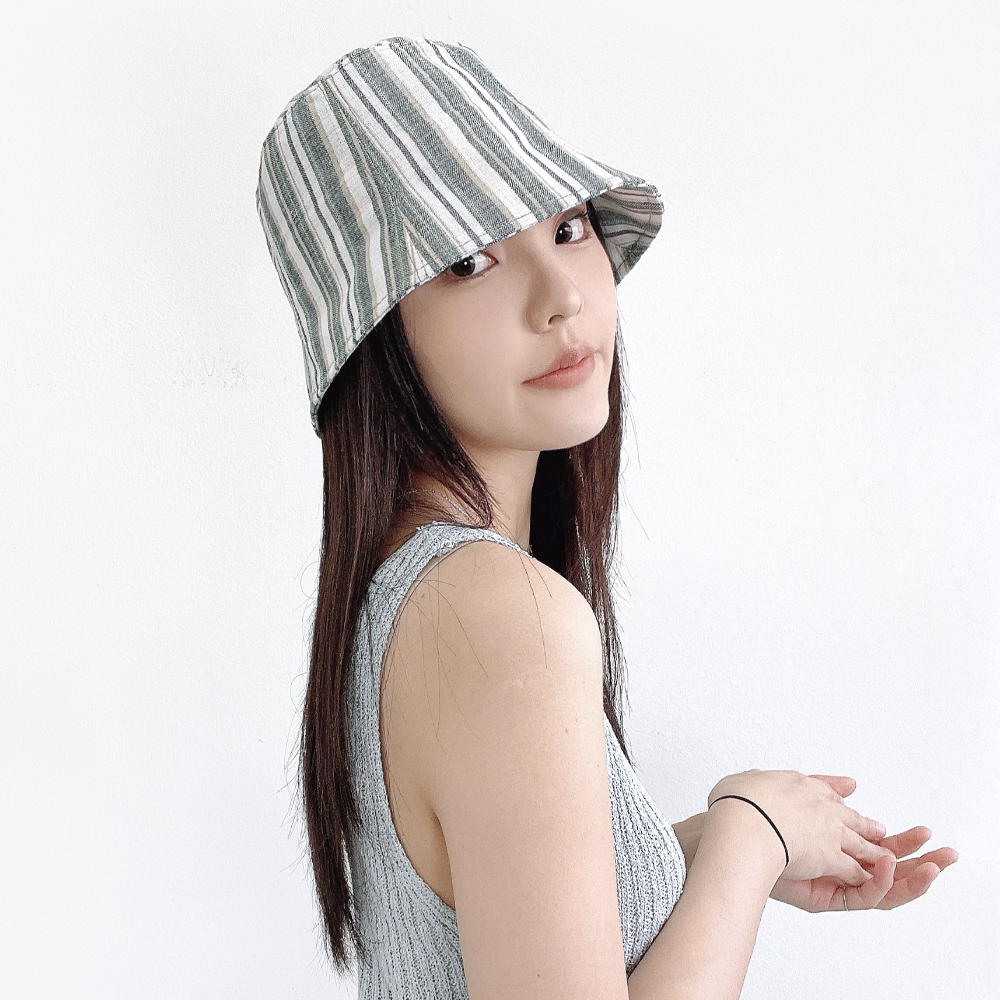 산토리니 여성 여름 사선 숏 벙거지모자 버킷햇 - 상품 이미지