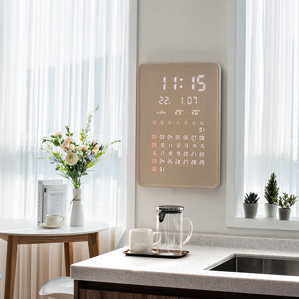 플라이토 그랜더 캘린더 전자달력 인테리어 LED 벽시계 35cm