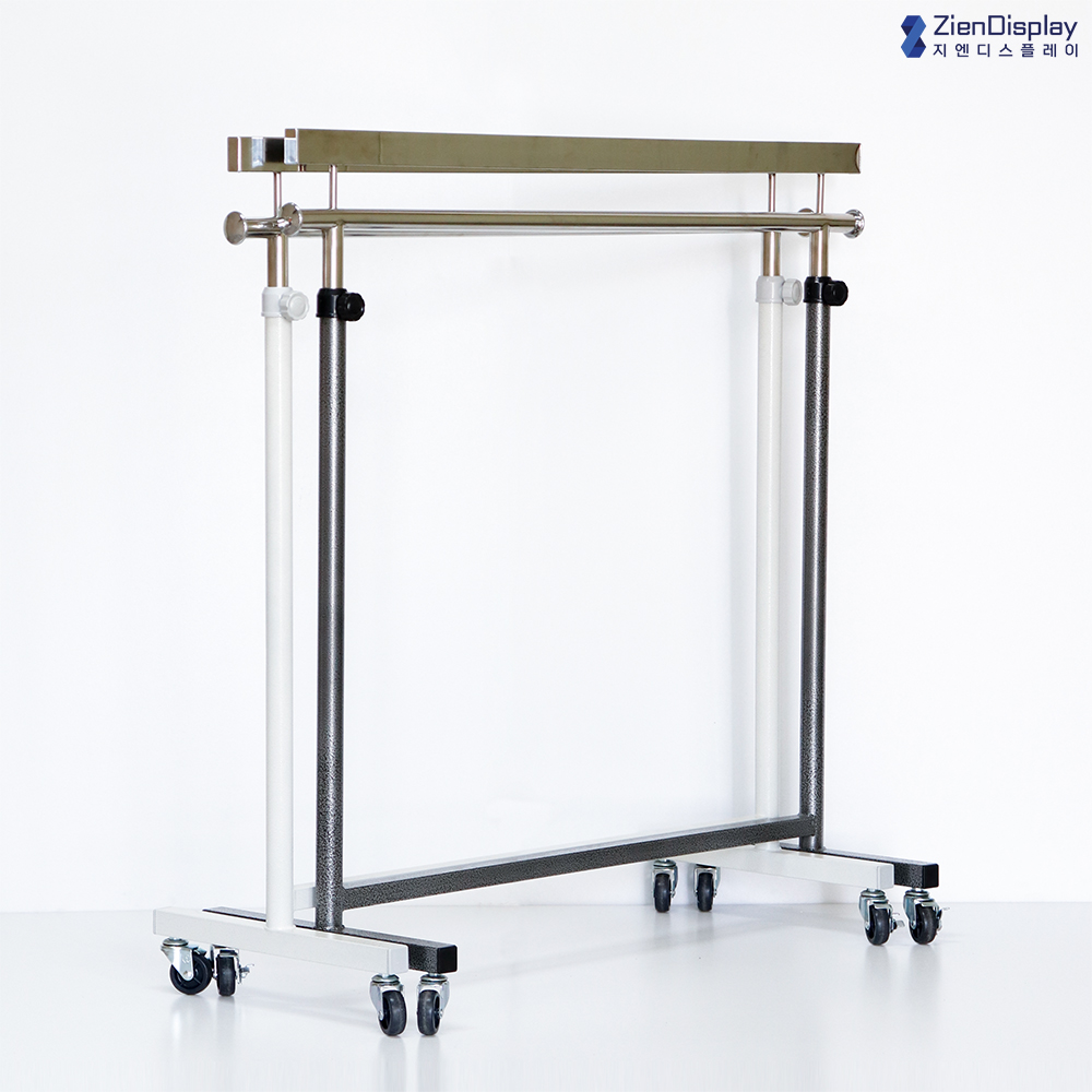지엔 롱코트 원피스 인테리어 디자인 스테인리스 철제 이동식 매장행거