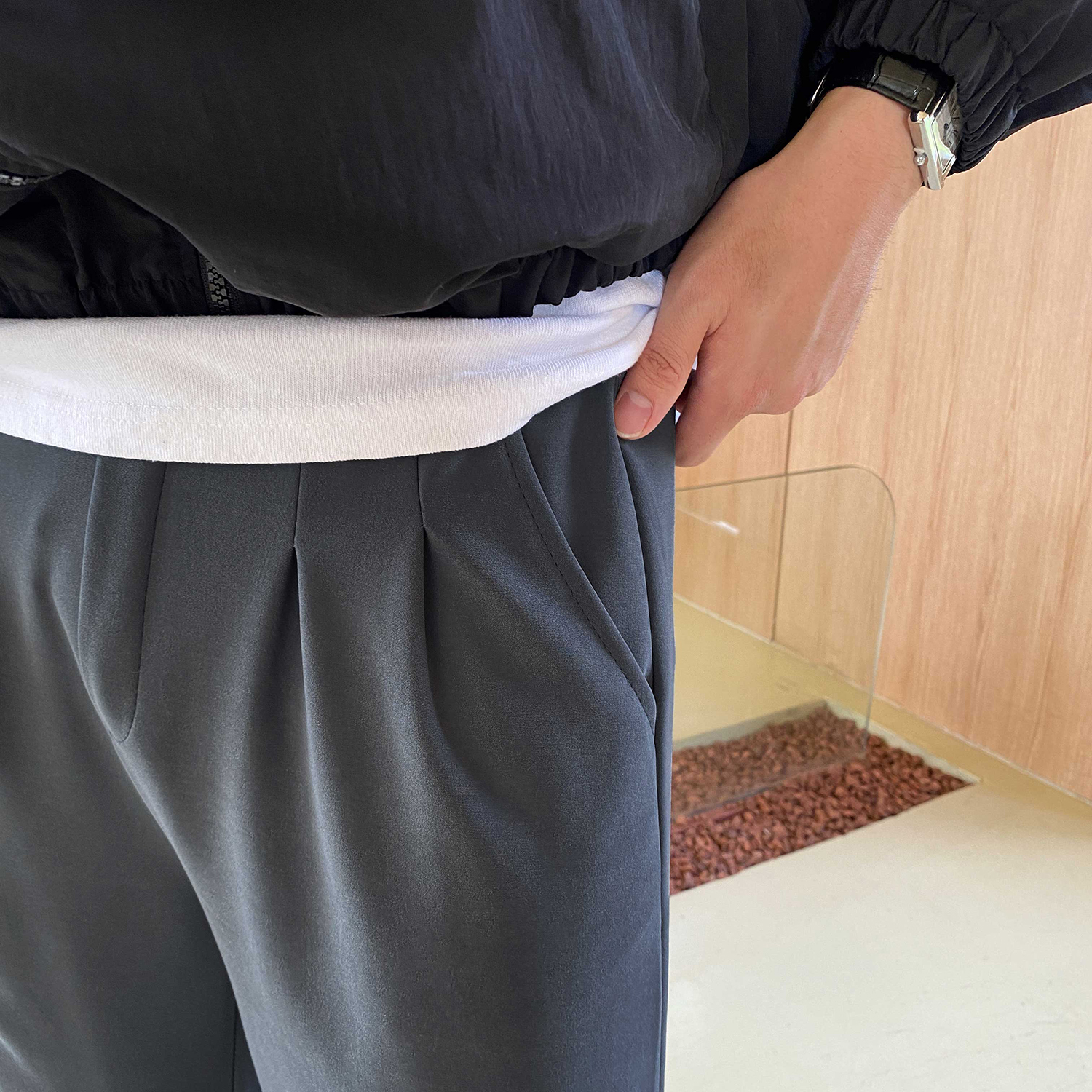 1+1 투턱슬랙스 벌룬팬츠 남자와이드팬츠 남자통바지 구김없는바지 - 상세 이미지 5