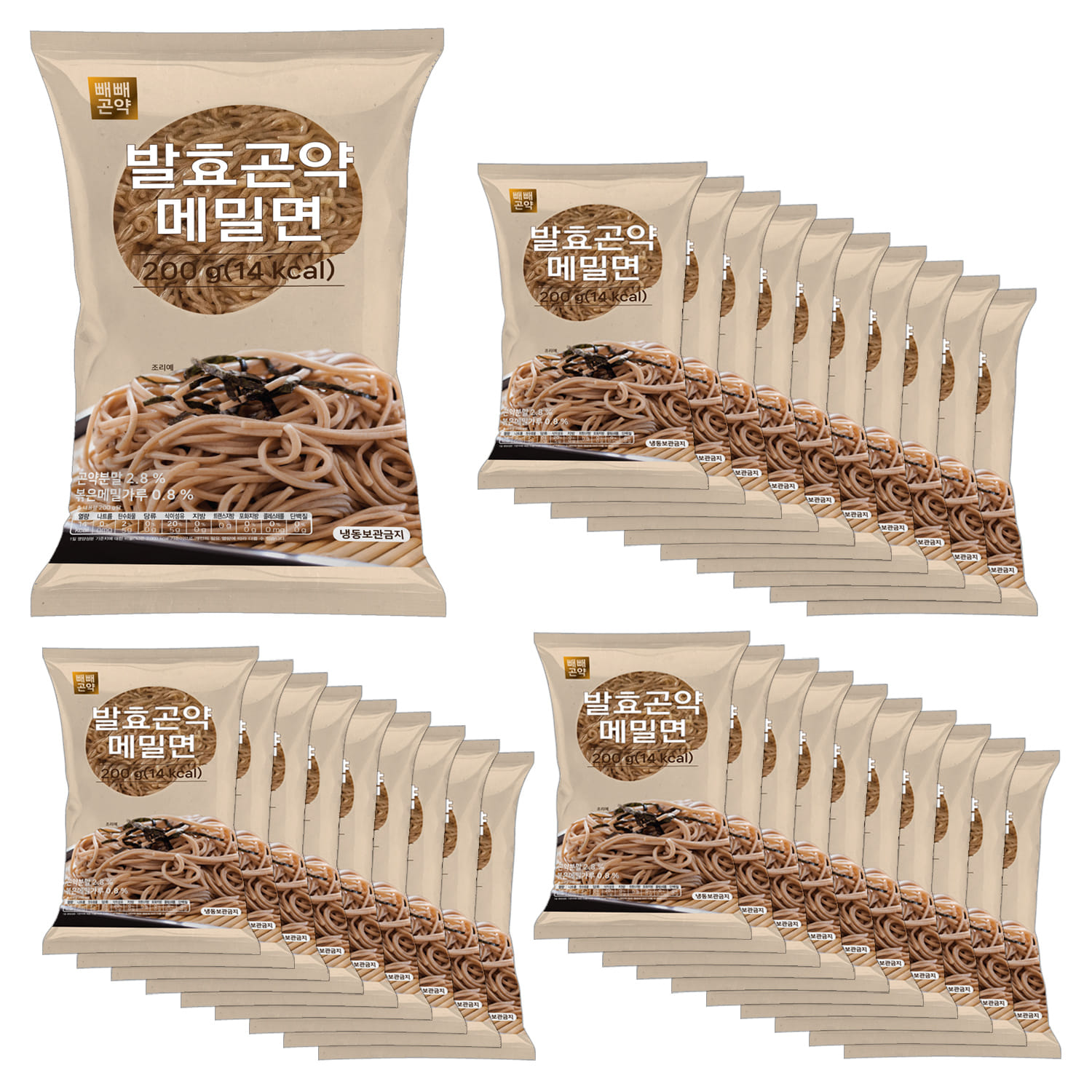 100g당 7kcal 빼빼곤약 발효곤약메밀면200g x 30팩 - 상품 이미지
