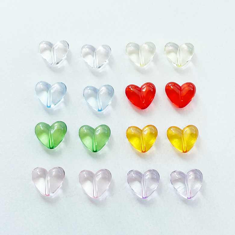 17X15mm 투명 컬러 하트 비즈(8개) - 상세 이미지 5