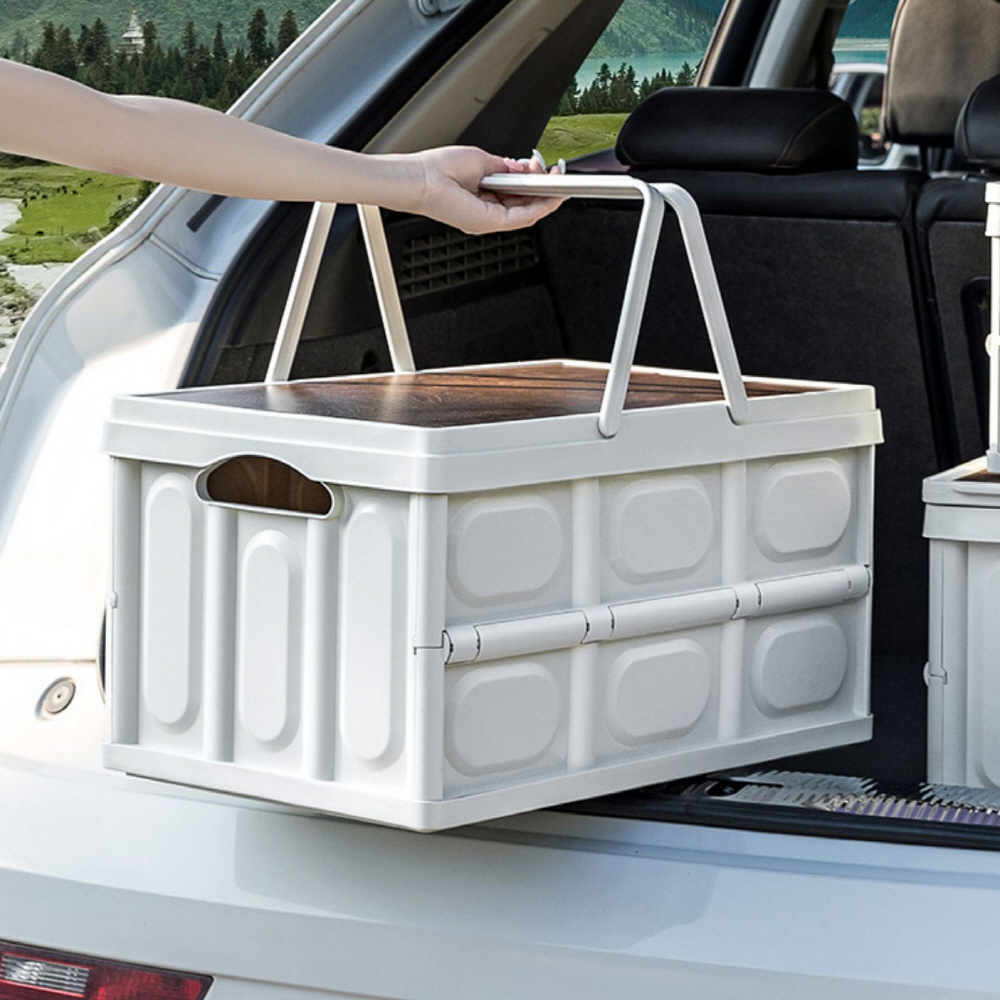 2세대 손잡이 캠핑폴딩박스 S 우드상판 캠핑 수납 테이블 상자 카고박스