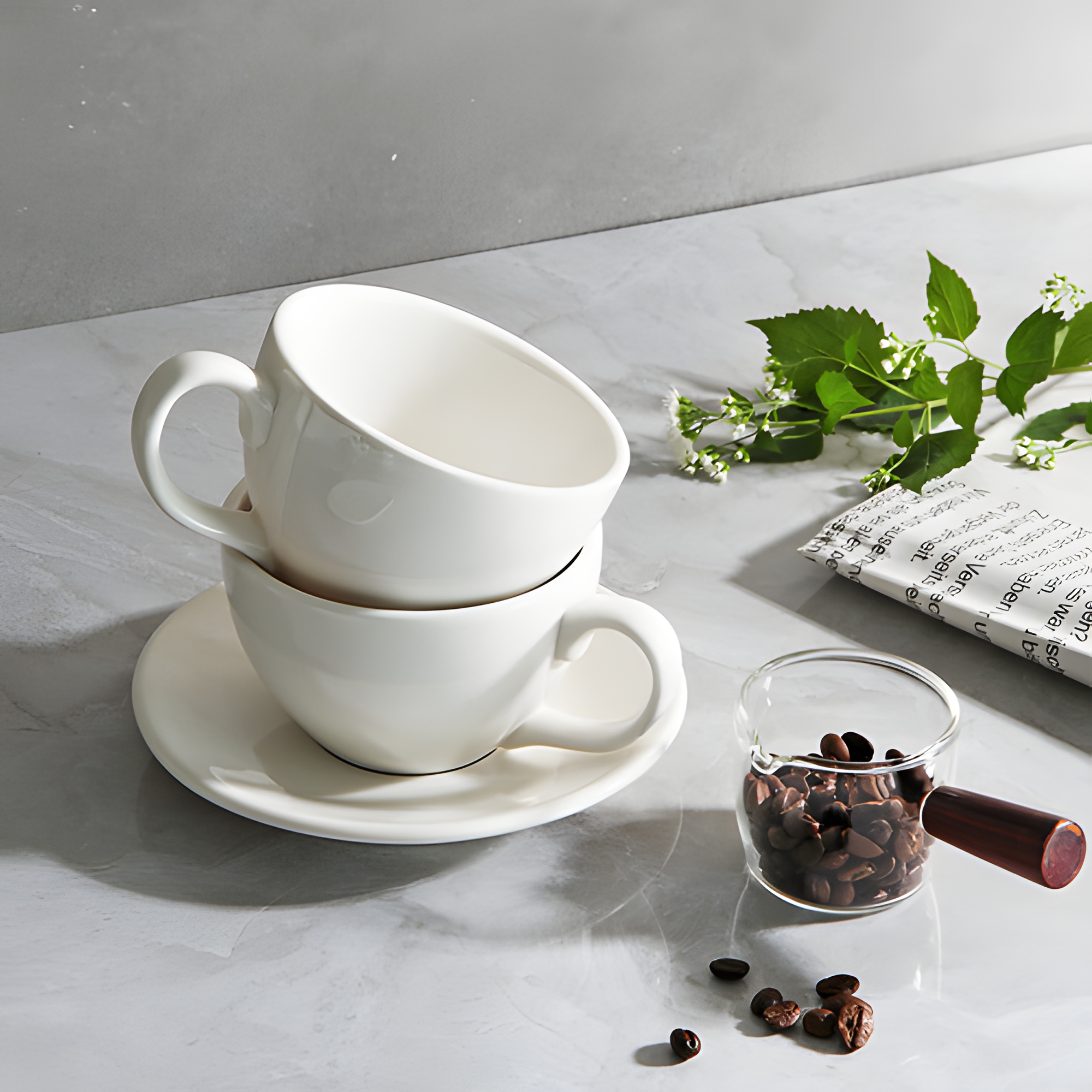 시라쿠스 뉴욕 카페라떼잔 320ml 심플 도자기 라떼잔