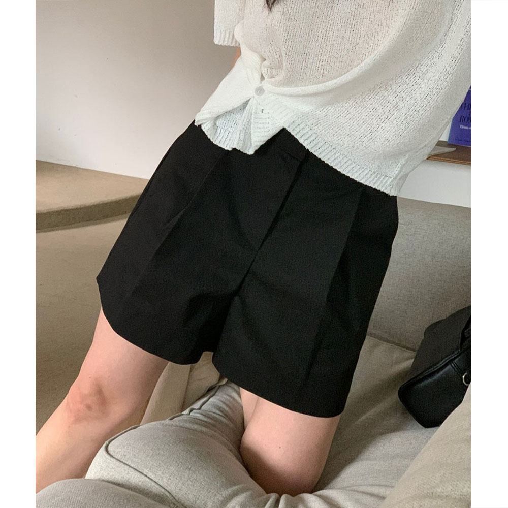 오버무드 여성 여름 신상 원핀턱 슬랙스 반팬츠 3부 A라인 코튼 면 반바지 6color - 상세 이미지 5