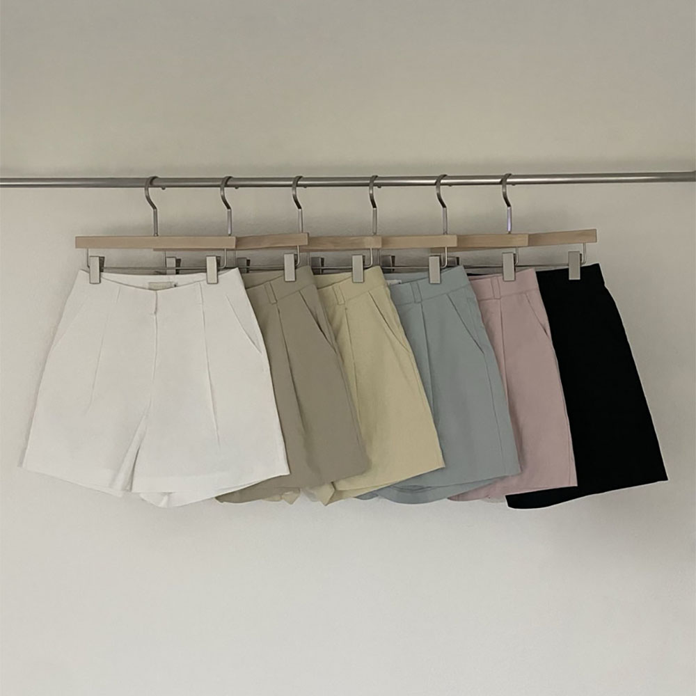 오버무드 여성 여름 신상 원핀턱 슬랙스 반팬츠 3부 A라인 코튼 면 반바지 6color - 상세 이미지 2