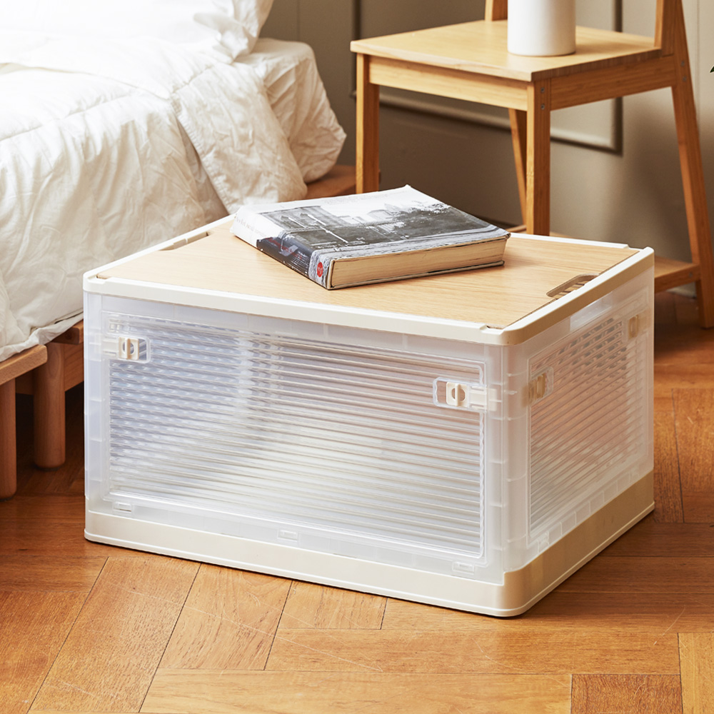 접이식 폴딩리빙박스 84리터 투명 5면개방, 다용도수납장, 옷수납정리함