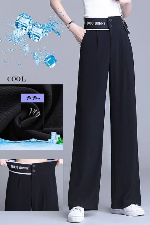 여자여자몰 찰랑 하프패션밴딩 슬랙스 아이스 와이드여름바지 데일리 통정장팬츠 이미지