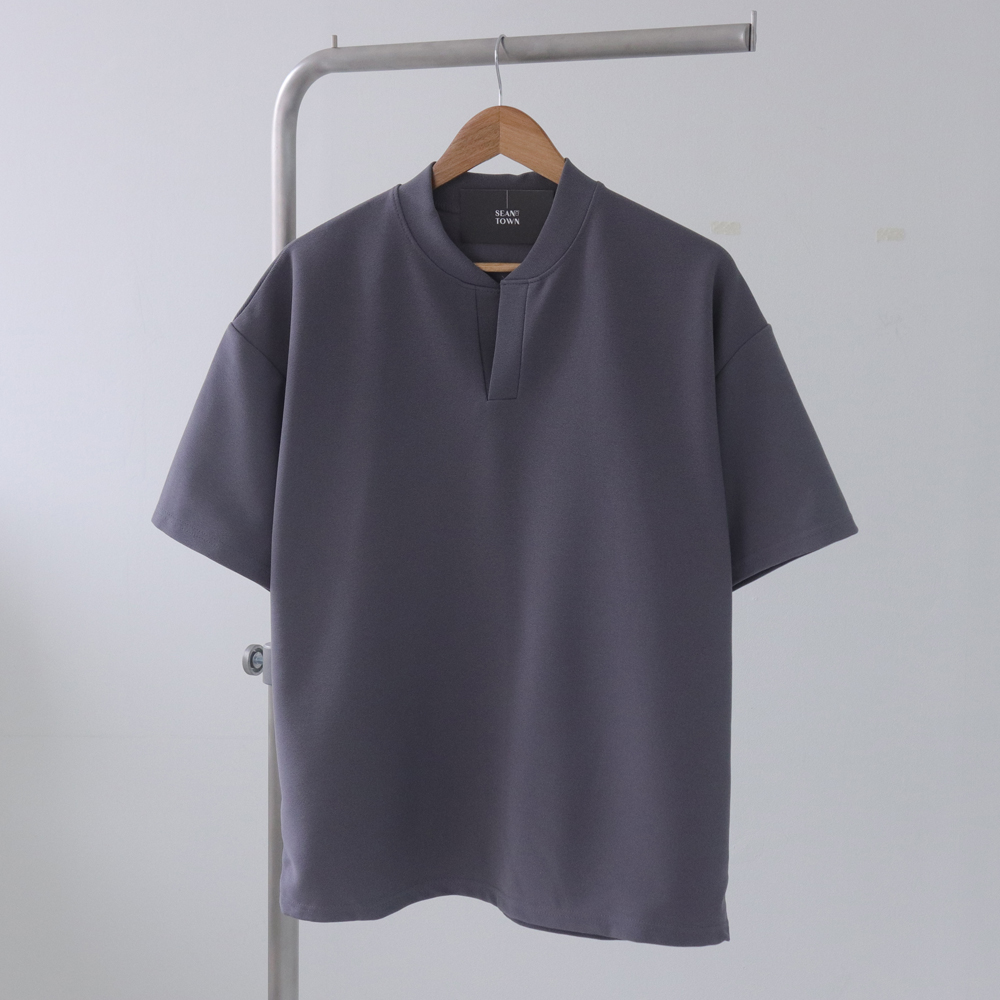 1+1 남자반팔티 차이나카라 오버핏 헨리넥반팔 - 상세 이미지 4