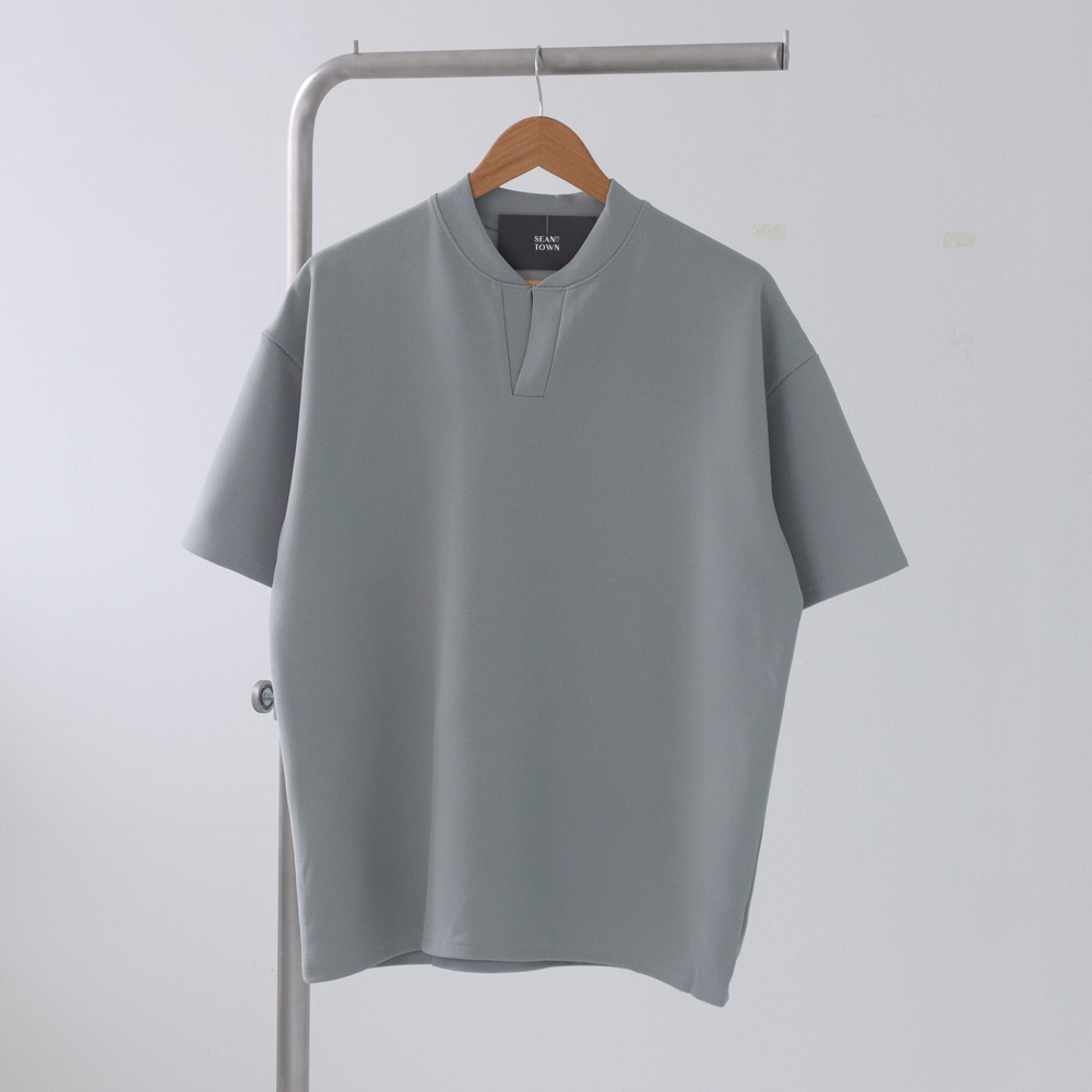 1+1 남자반팔티 차이나카라 오버핏 헨리넥반팔 - 상세 이미지 2