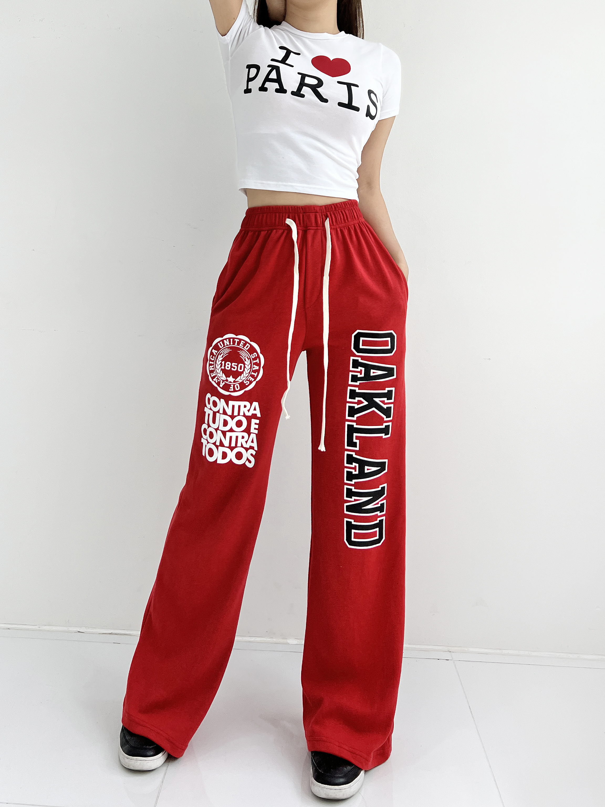 콘티 유니크 힙 프린트 트레이닝 밴딩 와이드팬츠 3color - 상세 이미지 5