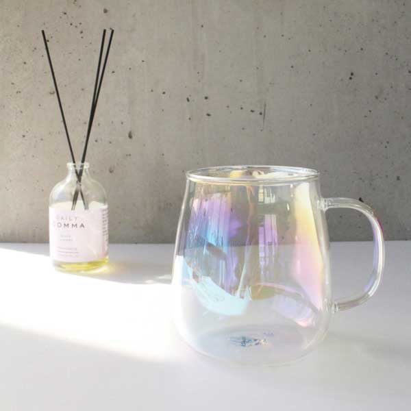 오로라 홀로그램 유리컵 하이볼잔 머그컵 내열유리 항아리 400ml - 상품 이미지