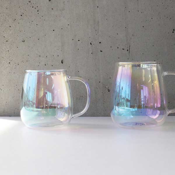 오로라 홀로그램 유리컵 하이볼잔 머그컵 내열유리 항아리 400ml - 상세 이미지 3