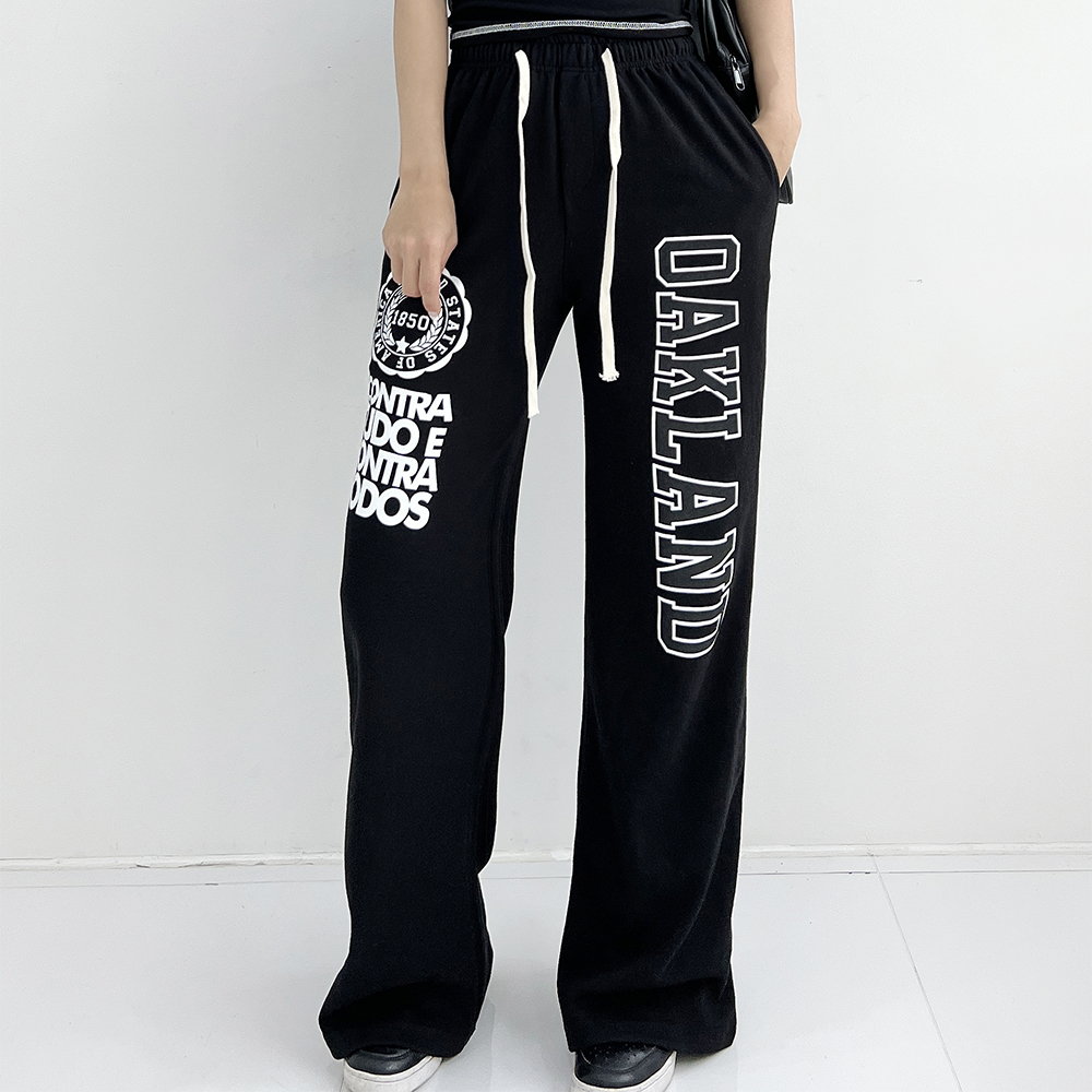 콘티 유니크 힙 프린트 트레이닝 밴딩 와이드팬츠 3color - 상세 이미지 2