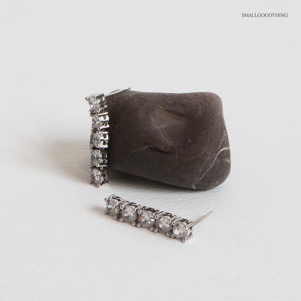 4mm 은침 테니스 큐빅 귀걸이 - 상세 이미지 2