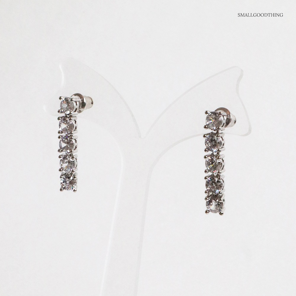 4mm 은침 테니스 큐빅 귀걸이 - 상세 이미지 3
