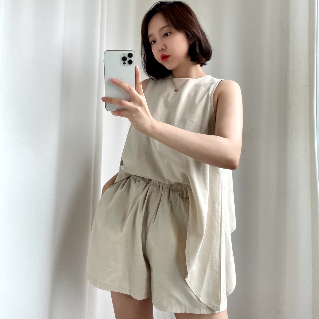 SET 린넨 홀터넥 민소매 나시 캐주얼 투피스 여자 코디세트 바캉스 여성 민소매 밴딩 바지 세트
