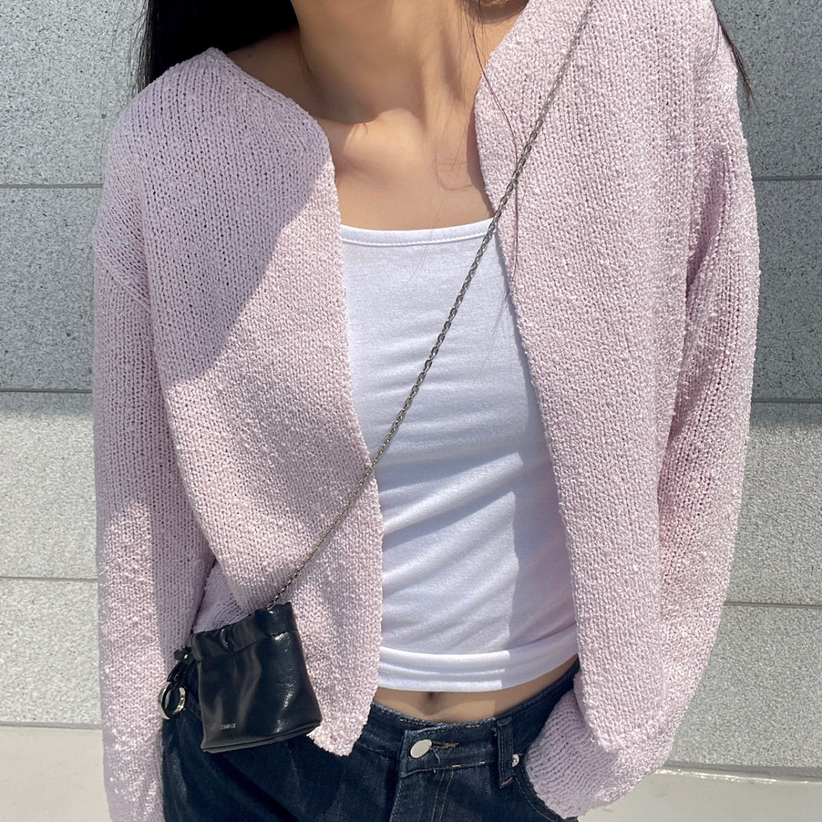 [마지막수량/당일발송] 부클 후크 가디건 (5 color) 여자 봄 여름 부드러운 루즈 박시 도톰 볼레로 블랙 핑크 뜨개 니트 상세 이미지 20