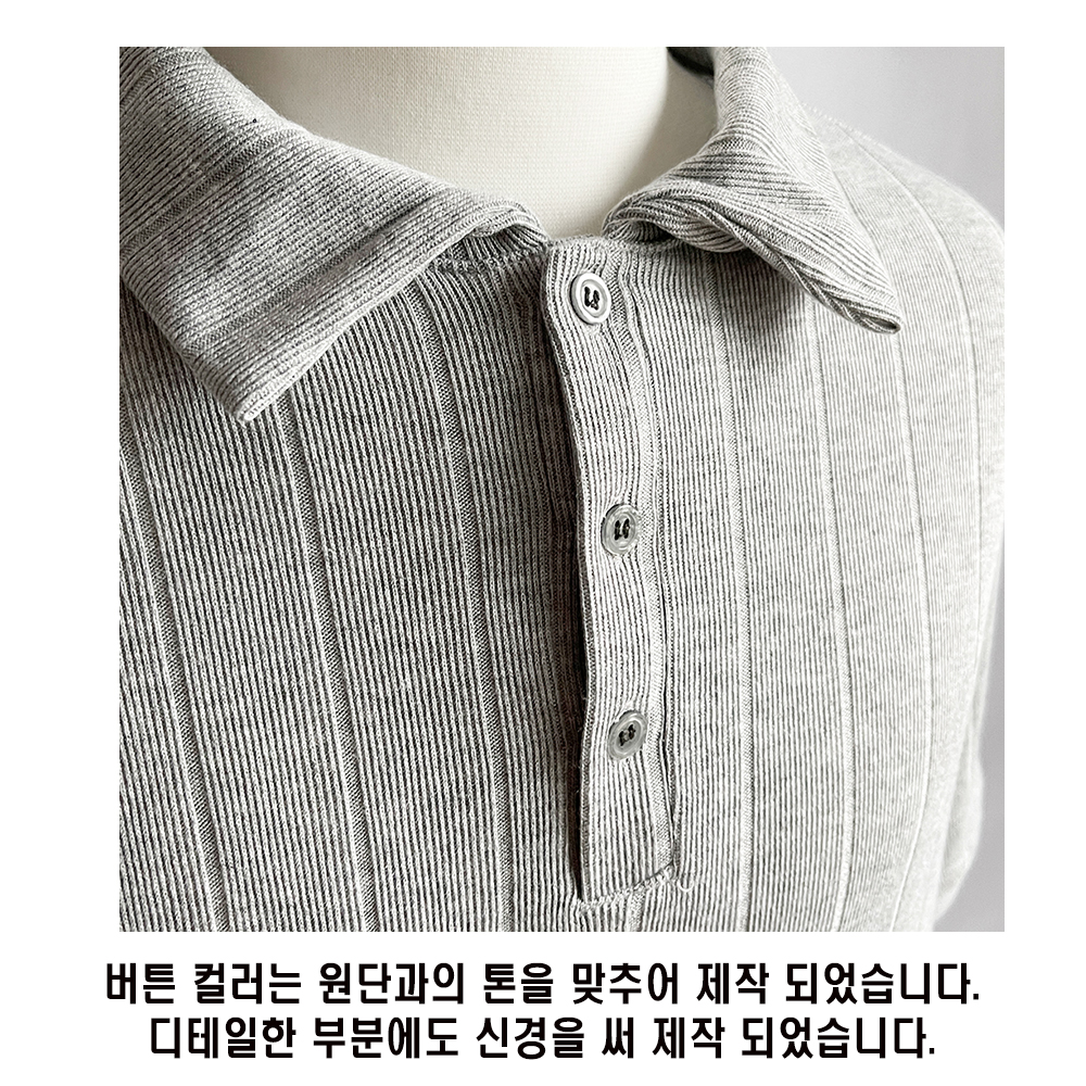 머슬핏니트 남자 여름 반팔 워셔블 얇은 니트 카라넥 네이비, M(100) 이미지 4