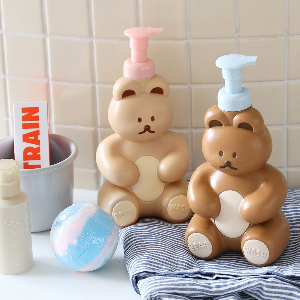 귀여운 곰돌이 핸드워시 디스펜서 버블 물비누 통 욕실 거품 손세정제 500ml - 상세 이미지 2