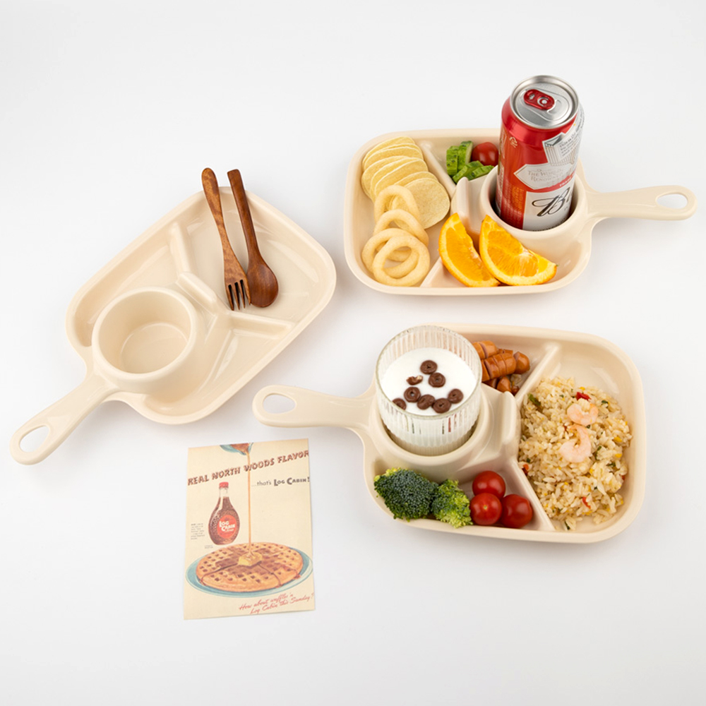 사각4칸 손잡이 나눔 접시 디저트 간식 플레이트