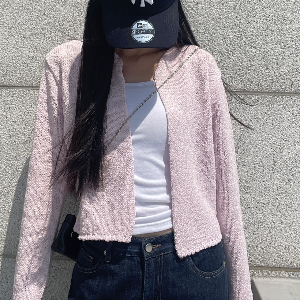 [마지막수량/당일발송] 부클 후크 가디건 (5 color) 여자 봄 여름 부드러운 루즈 박시 도톰 볼레로 블랙 핑크 뜨개 니트 상세 이미지 16