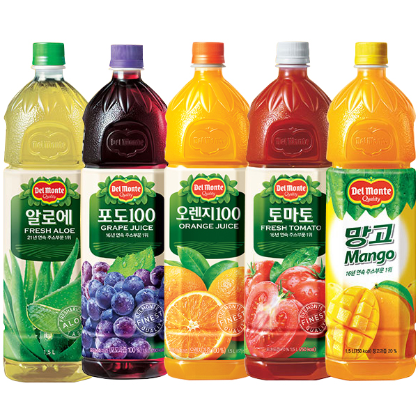 롯데칠성 델몬트 1.5L 종합음료 오렌지 토마토 망고 알로에 포도 매실 각1개씩 총6개 - 상세 이미지 4