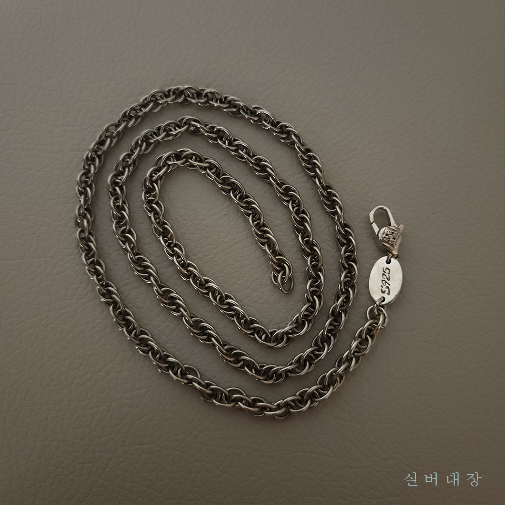 5.2mm 925 올실버 빈티지 엔틱 로프 체인 줄 레이어드 은 목걸이 - 상세 이미지 2