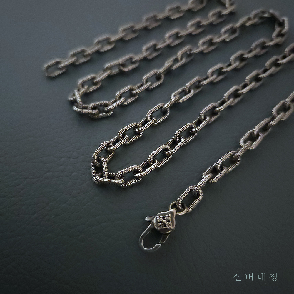 5.5mm 실버 925 빈티지 엔틱 남성 여성 커플 패션 힙합 올실버 은 목걸이 - 메인 이미지