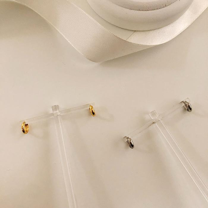 심플 미니 민자 원터치 링 귀걸이 2컬러 티타늄 이미지 6
