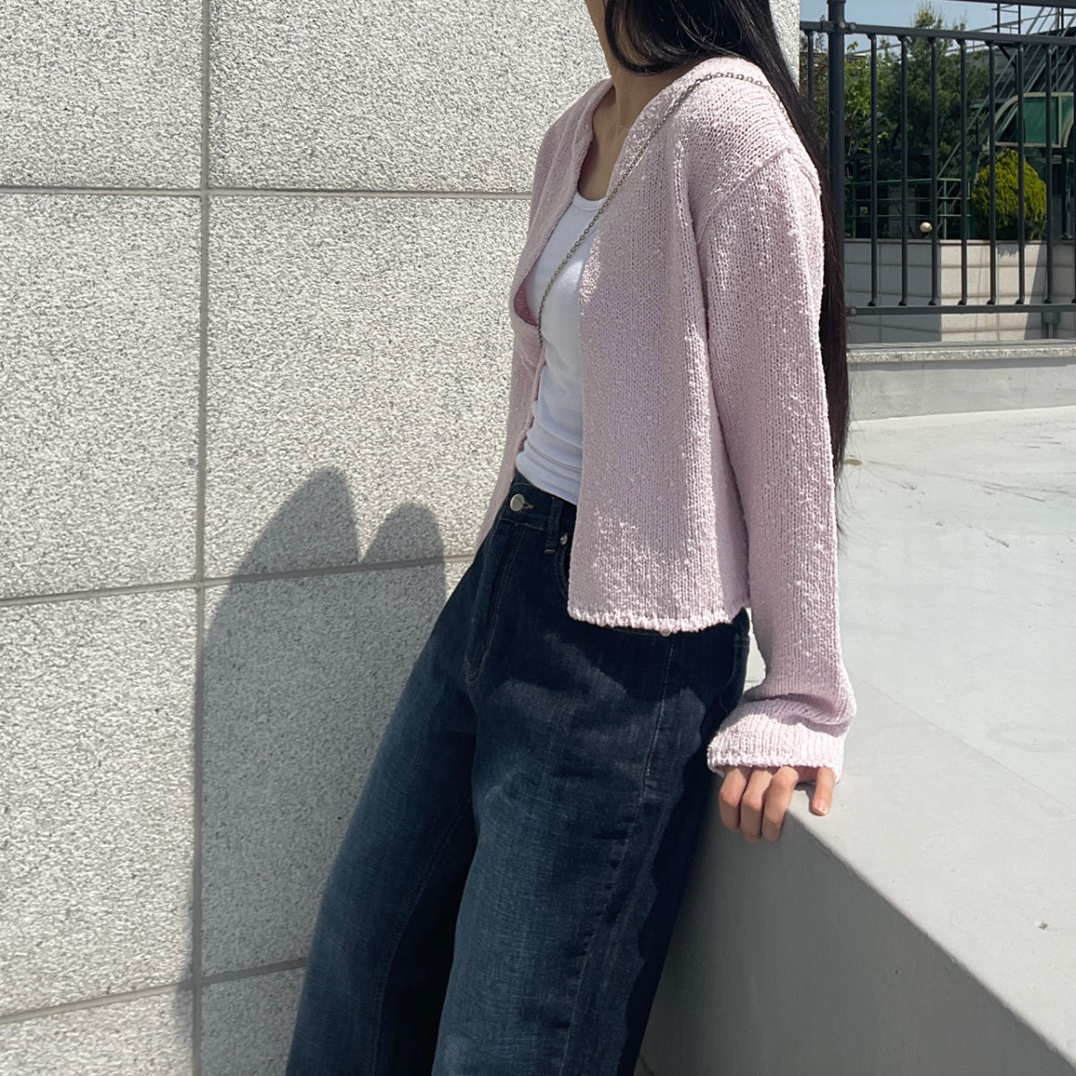 [마지막수량/당일발송] 부클 후크 가디건 (5 color) 여자 봄 여름 부드러운 루즈 박시 도톰 볼레로 블랙 핑크 뜨개 니트 상세 이미지 18