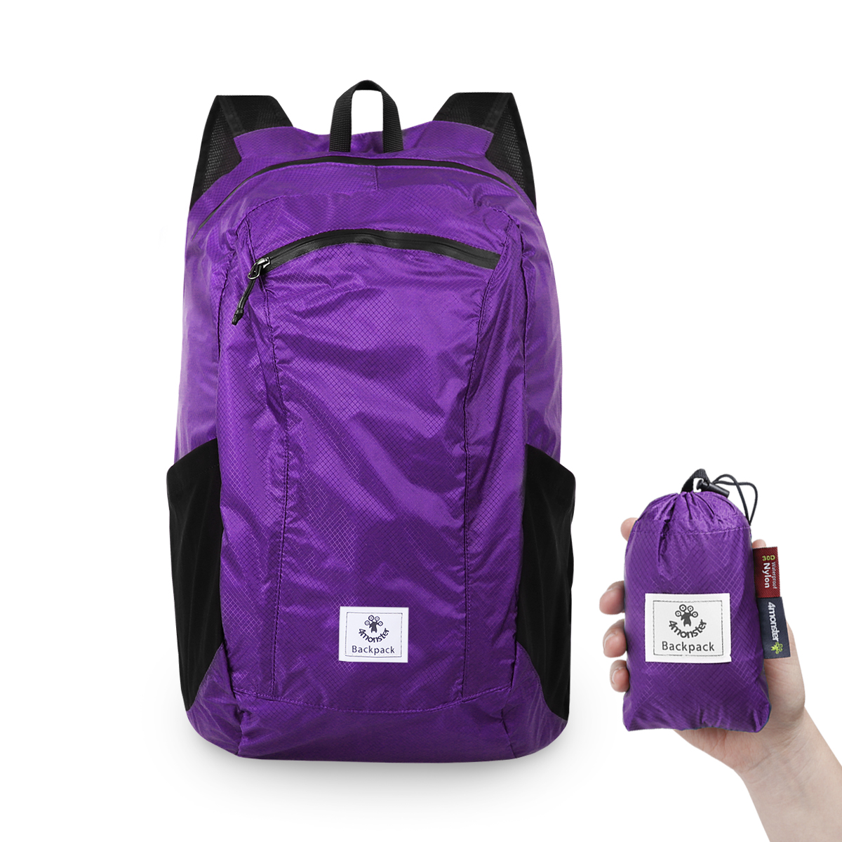 폴딩백팩 24L 초경량 백팩 휴대용 접이식가방 등산 레저 하이킹 퍼플