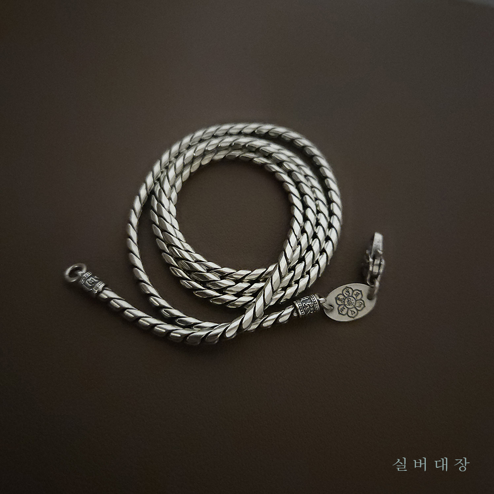 3mm 실버 925 은 남자 여자 패션 레이어드 뱀줄 순은 목걸이 - 상세 이미지 3