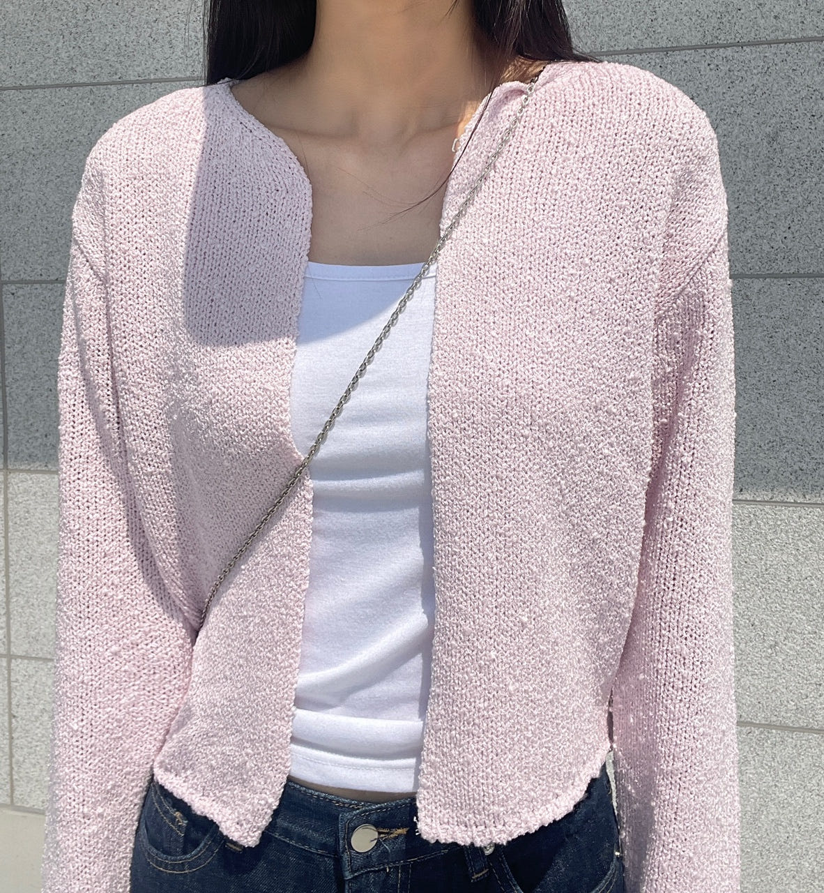 [마지막수량/당일발송] 부클 후크 가디건 (5 color) 여자 봄 여름 부드러운 루즈 박시 도톰 볼레로 블랙 핑크 뜨개 니트 상세 이미지 21