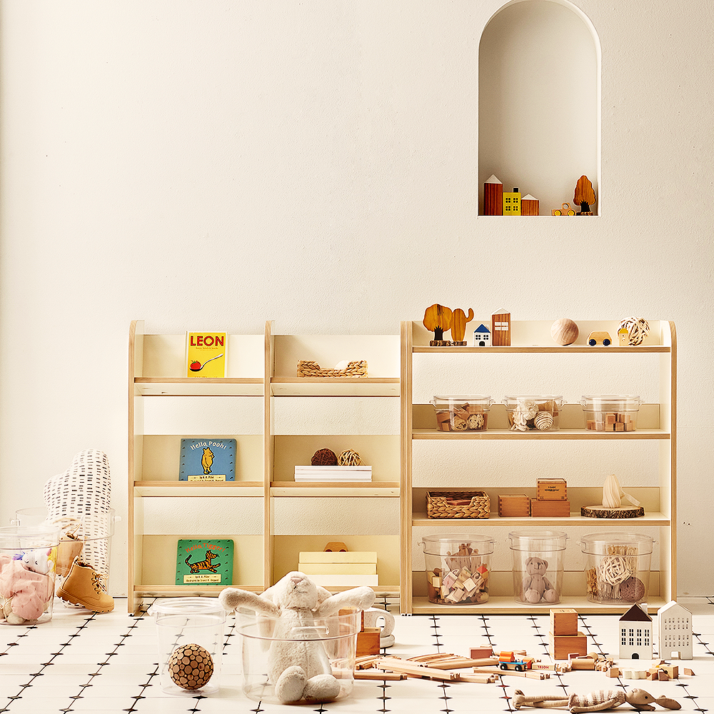 3단 교구장 멜로우 전면 책장 교구장 아기 어린이 832x260x900mm, 3단, 아이보리