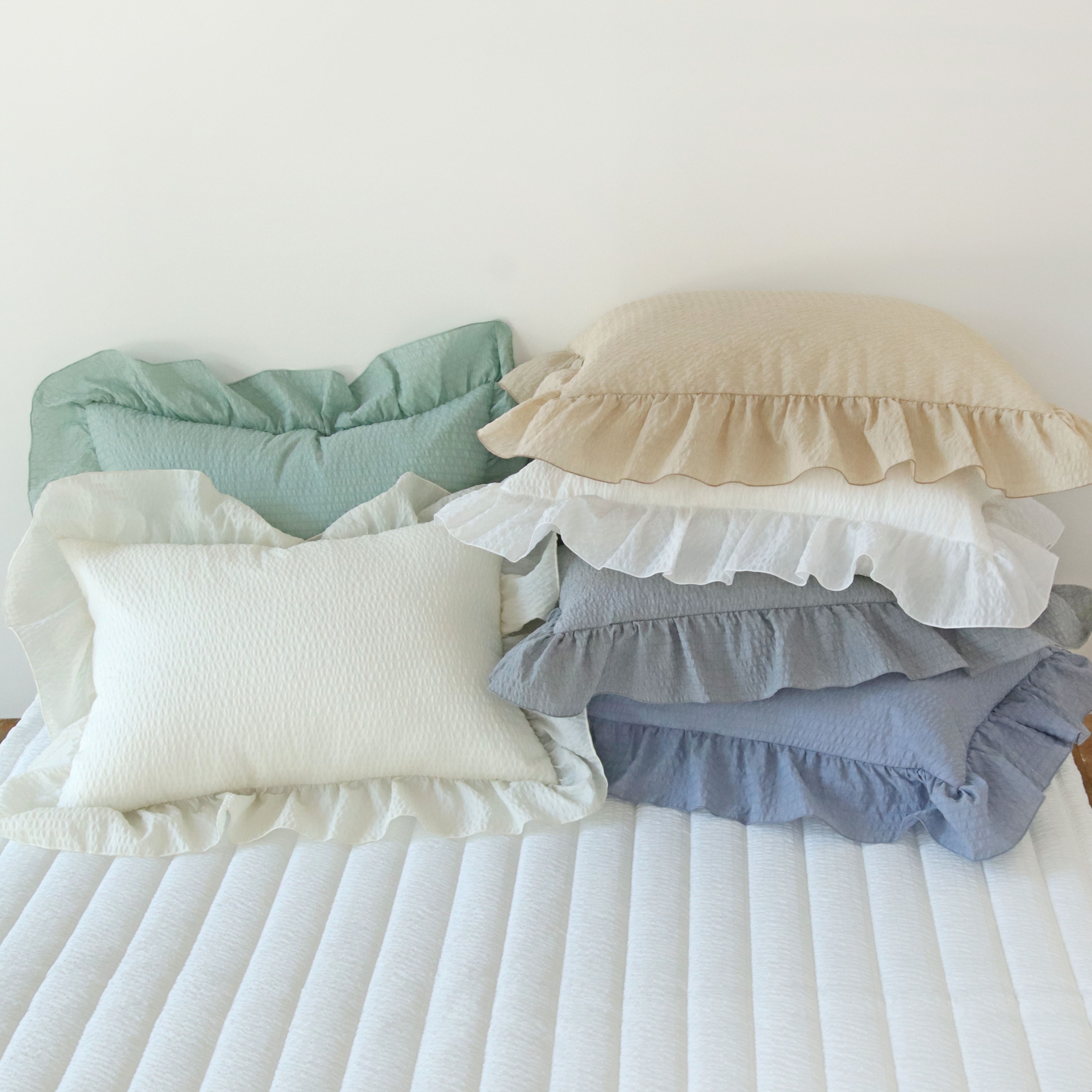 솔리드 에어워싱 시어서커 미끄럼방지 고정밴드 논슬립 침대 여름 패드 Q