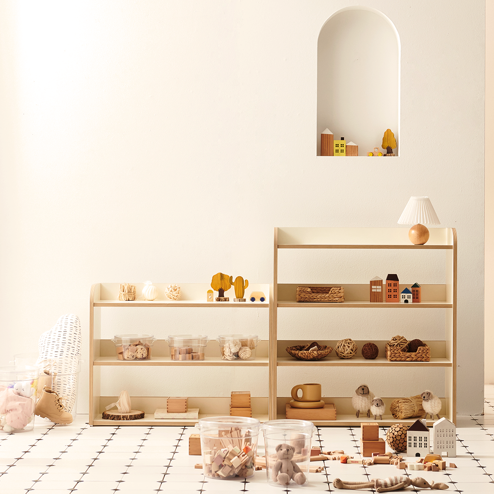 2단 교구장 멜로우 전면 책장 교구장 아기 어린이 832x260x630mm, 2단, 아이보리