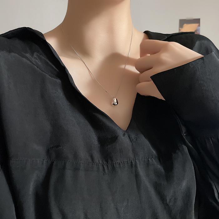 심플 여리여리 실버볼 방울 체인 줄 롱 목걸이 이미지 6