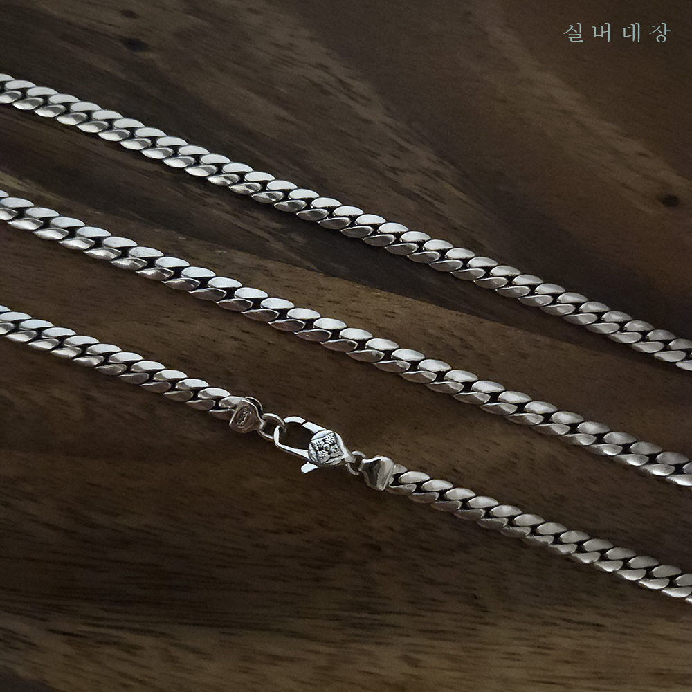 4.9mm 실버 925 뱀줄 순은 체인 패션 커플 레이어드 유화 남자 여자 목걸이 - 상세 이미지 3