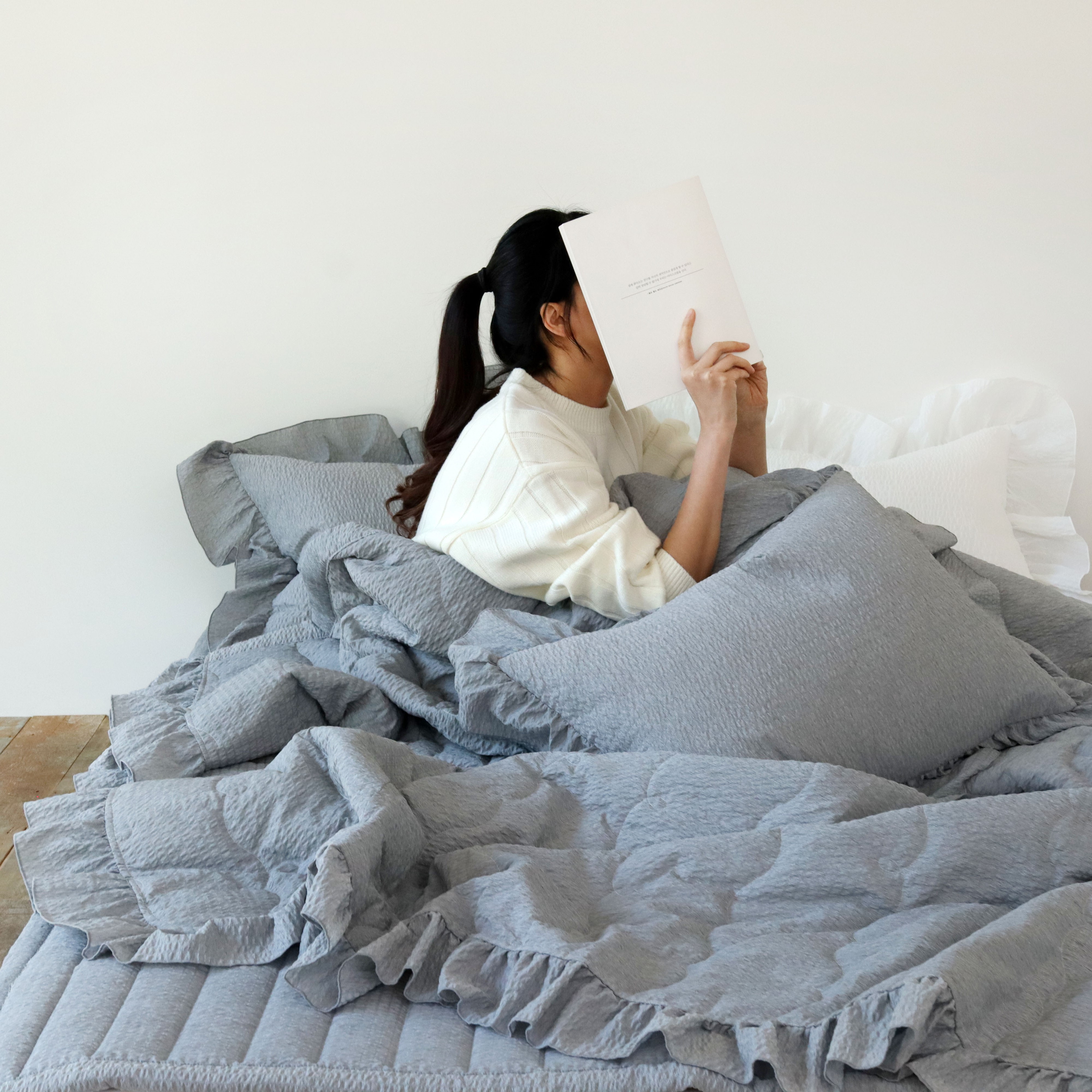 솔리드 에어워싱 시어서커 순면 프릴 시원한 차렵 침구 여름 이불 SS