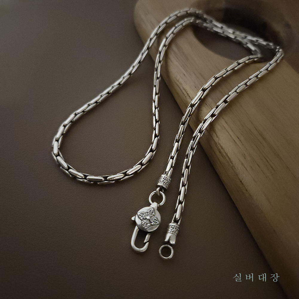 3.5mm 실버 925 레이어드 체인 순은 커플 남자 여자 힙합 목걸이 - 상세 이미지 2
