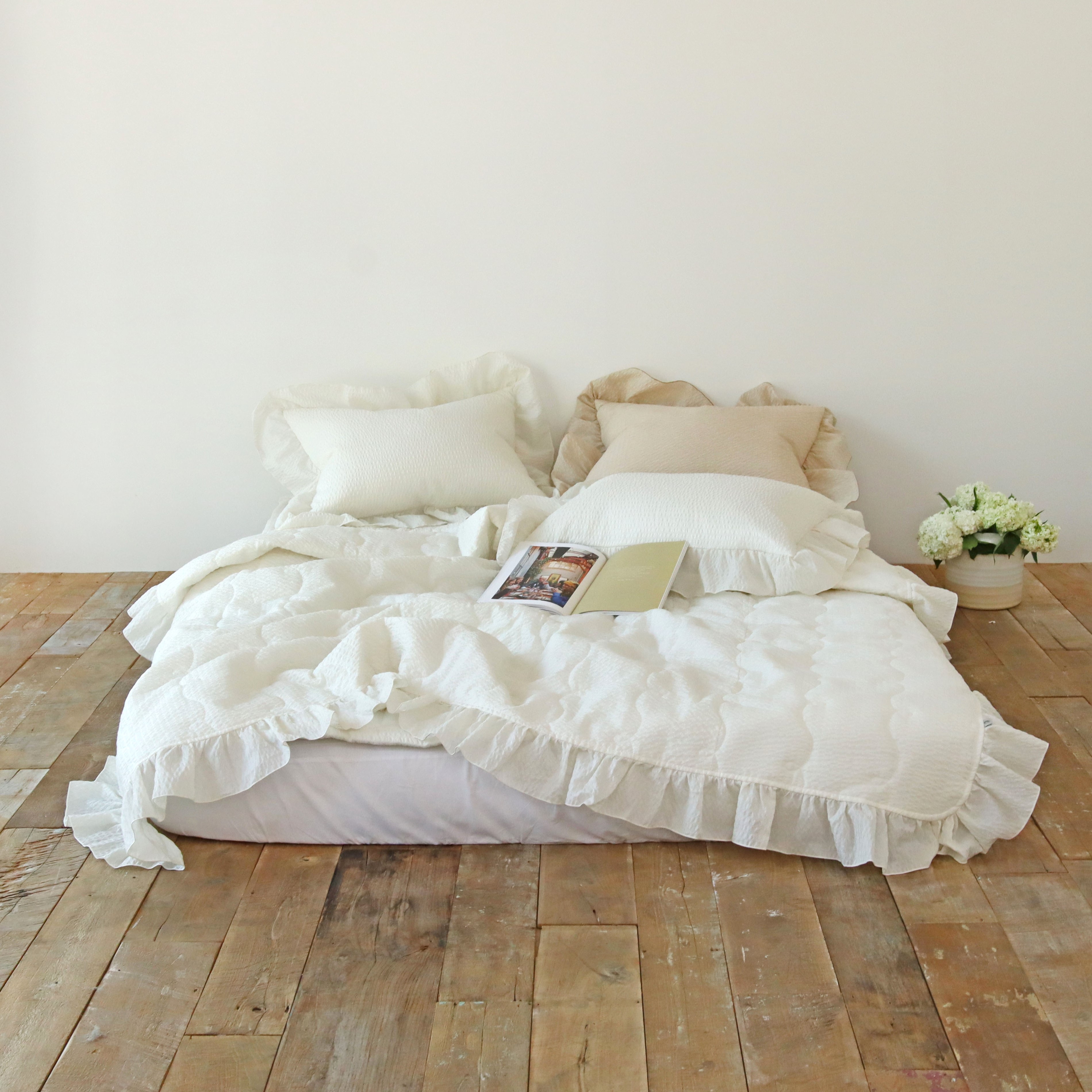 솔리드 에어워싱 시어서커 순면 프릴 시원한 차렵 침구 여름 이불 SS