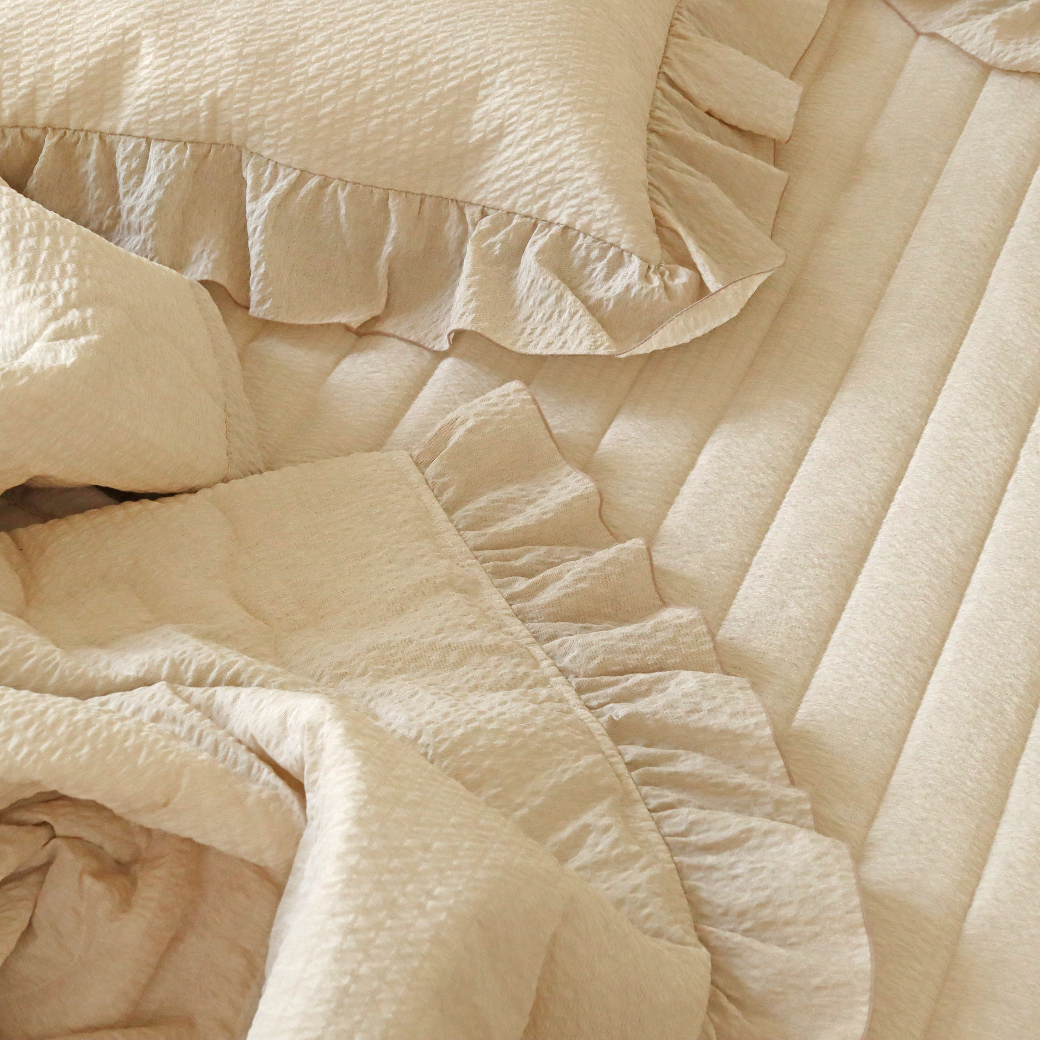 솔리드 에어워싱 시어서커 미끄럼방지 고정밴드 논슬립 침대 여름 패드 Q