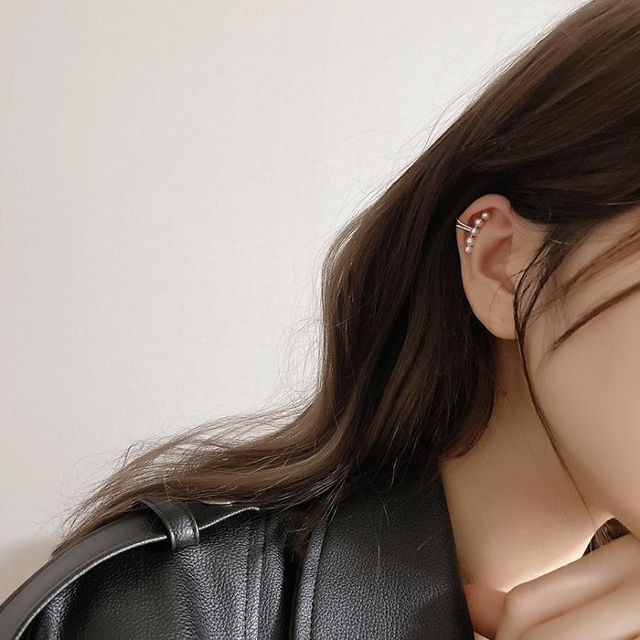 귓바퀴 진주 라인 이어커프 링 귀찌 귀안뚫는 귀걸이 2컬러 티타늄 이미지 7