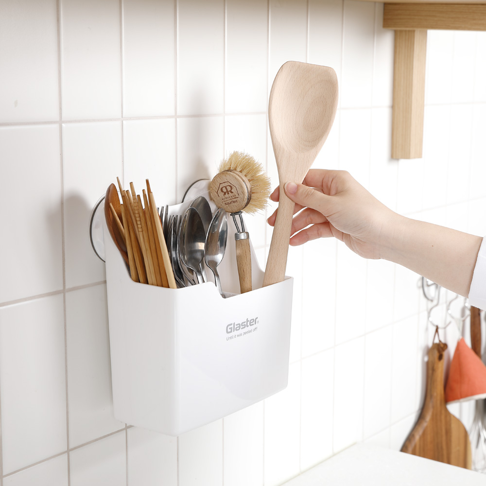 글라스터 흡착식 주방 주방 젓가락 수저통 접착식