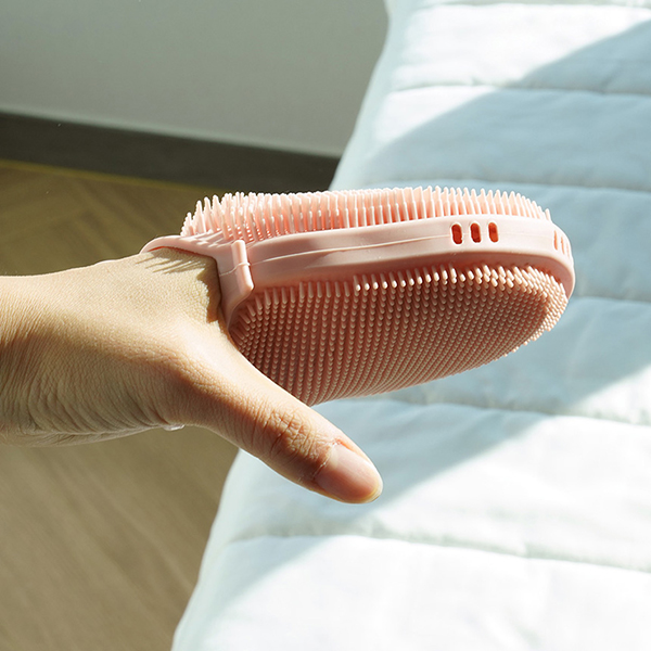 리틀클라우드 유아 아기 실리콘 샤워 장갑 타월 신생아 목욕 타올 핑크 1P+샌드베이지 1P