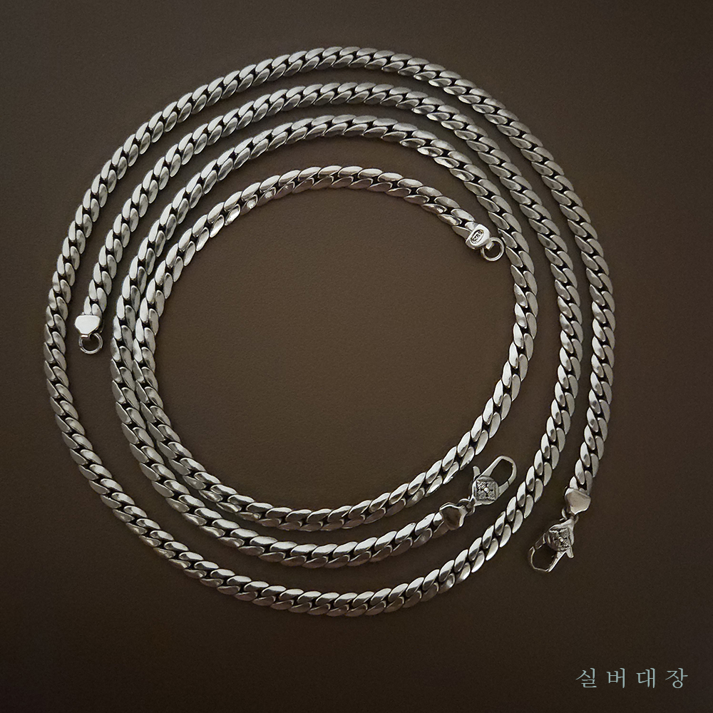 4.9mm 실버 925 뱀줄 순은 체인 패션 커플 레이어드 유화 남자 여자 목걸이 - 상세 이미지 2