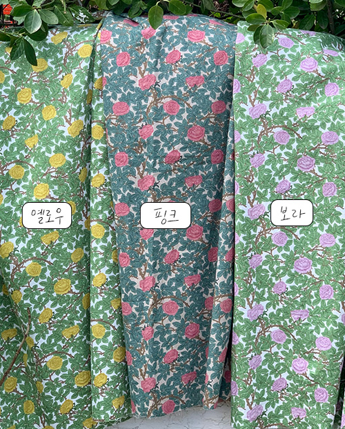 더블유패브릭 넝쿨장미 워싱처리 린넨원단 천가게 - 상세 이미지 2