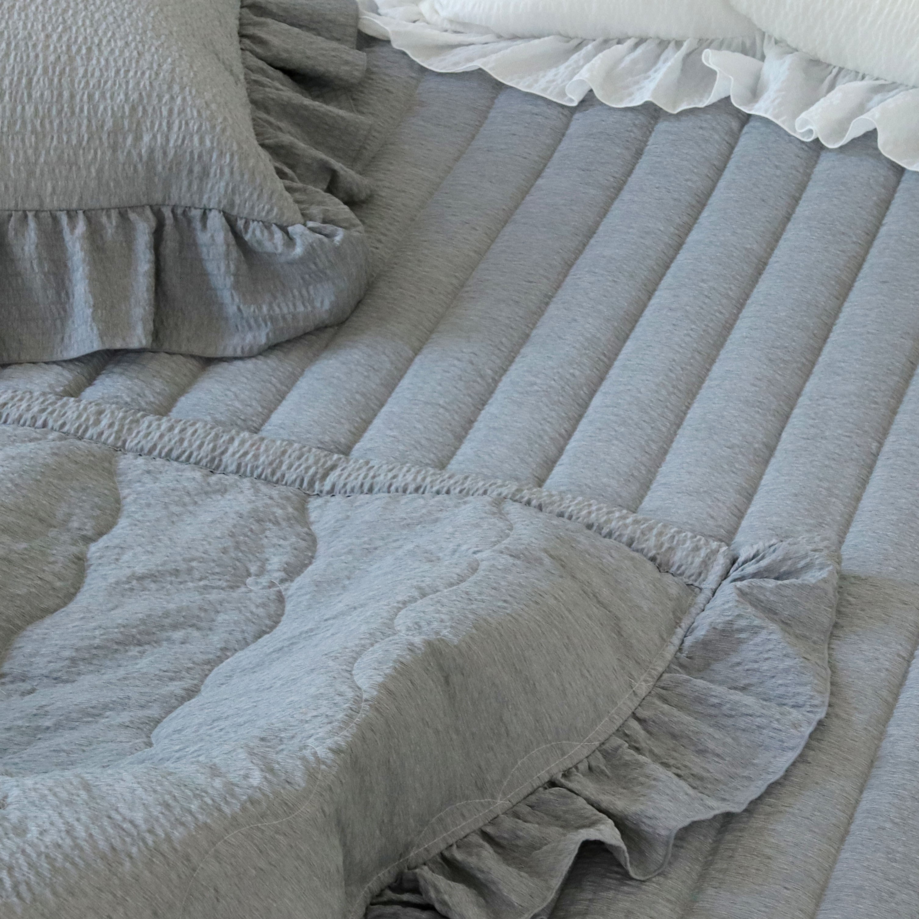 솔리드 에어워싱 시어서커 미끄럼방지 고정밴드 논슬립 침대 여름 패드 Q