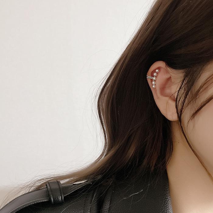 귓바퀴 진주 라인 이어커프 링 귀찌 귀안뚫는 귀걸이 2컬러 티타늄 이미지 6